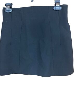 Zara High Waist Crepe Mini Skirt Black
